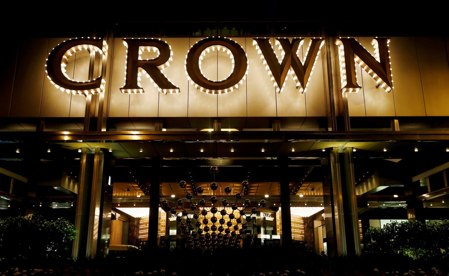 Waterfront view of Crown Melbourne at night